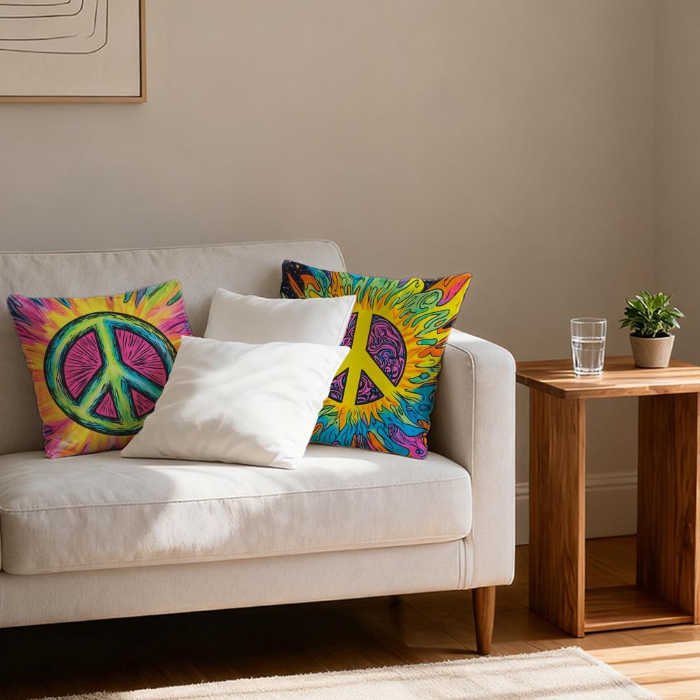 Pillow Case luxurious home office, sofa decorative Multi sized car seat cushions, pillowcases Peace sign flower sunshine