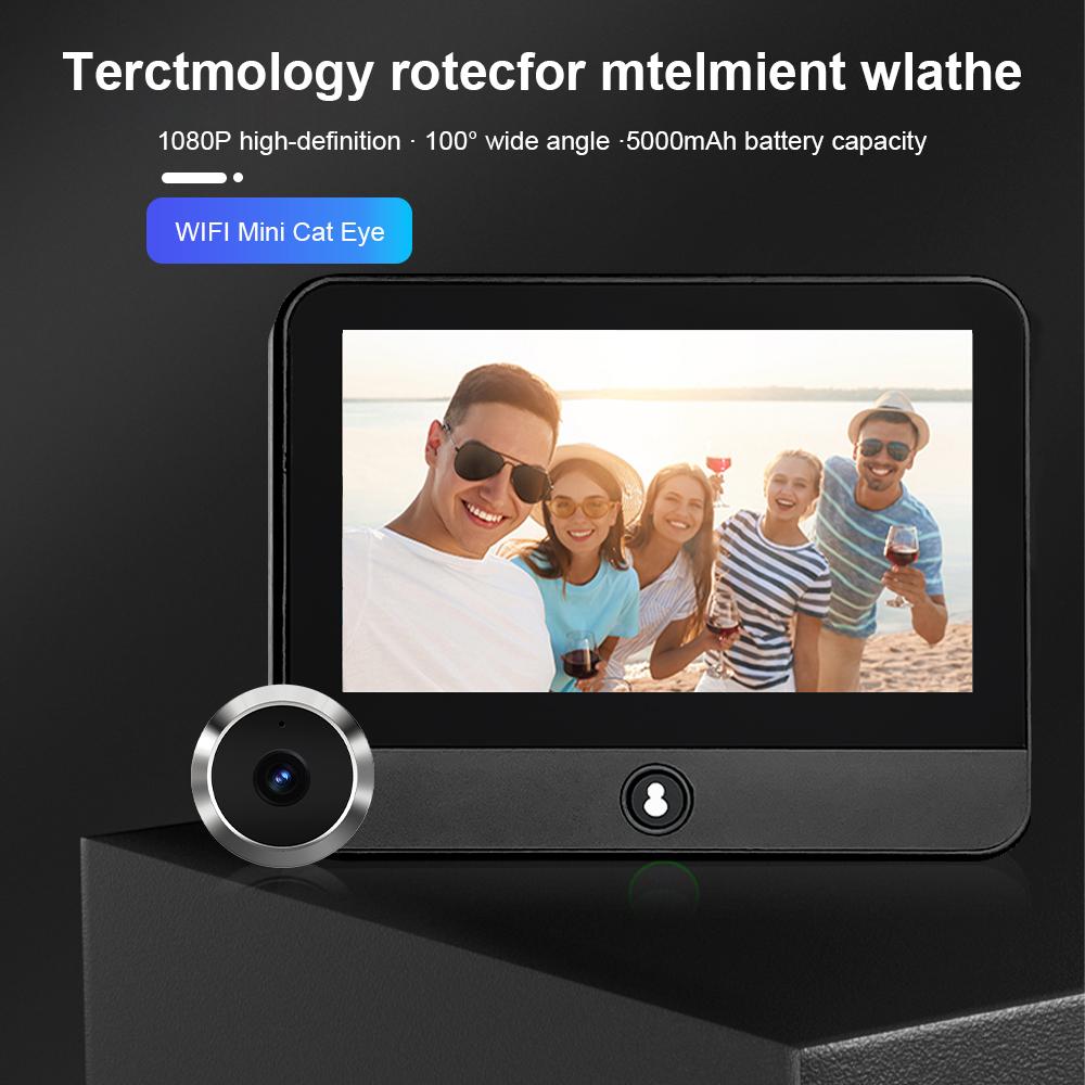 Мини 1080P Tuya Smart Life Home цифровой дверной звонок глазок дверная камера глаз WiFi ИК ночное видение с 4,3-дюймовым монитором