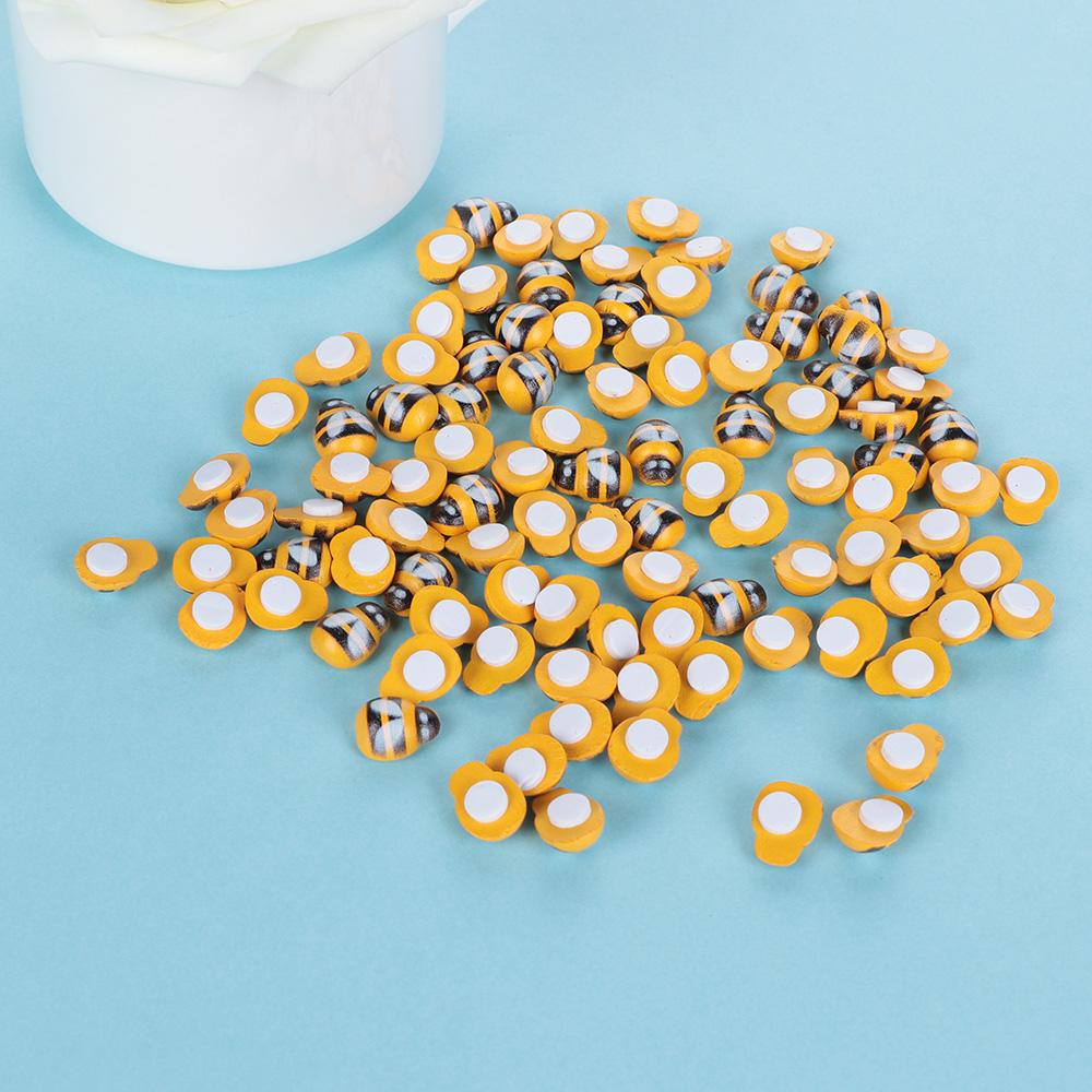 100pcs DIY Mini Baby Toys Self-adhesive Bee Sponge Sticker Wooden Scrapbooking