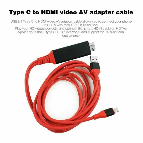 Usb 3.1 Type C в HDMI-кабель-адаптер-переходник 2M Hd 1080P 4K HdTV-сплиттер-кабель для Samsung Galaxy S10/9/8, телефон, проектор, телевизор
