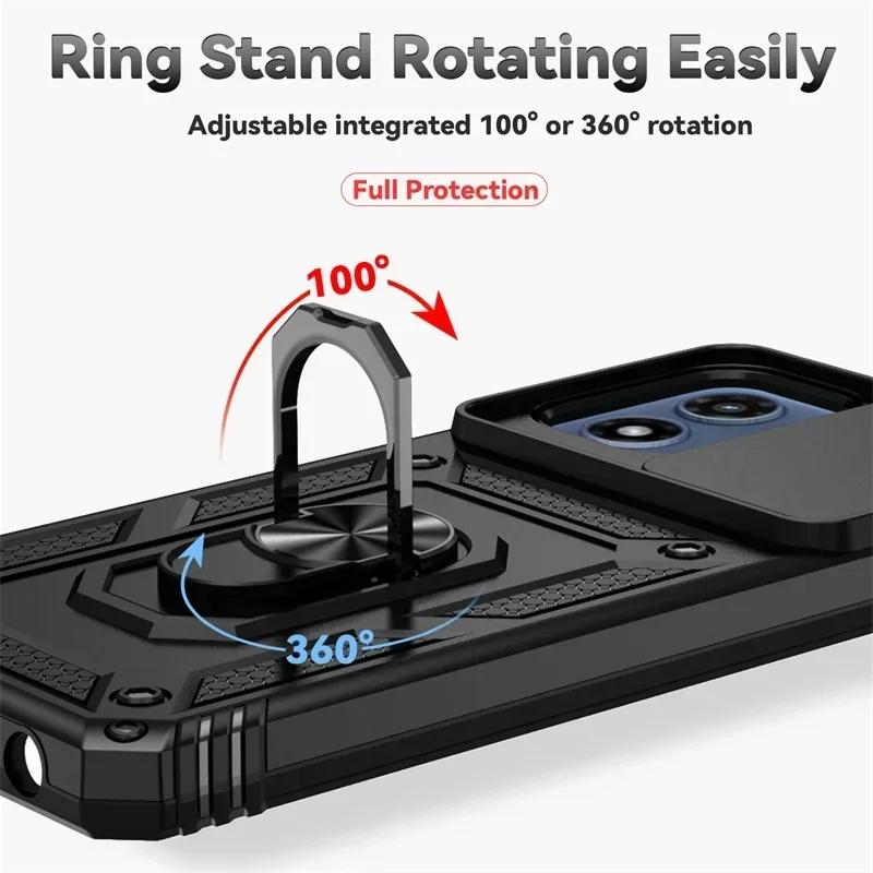 Противоударный чехол Armor для Motorola edge 2024 G PLAY G STYLUS G POWER 4G 5G 2024 2023 2022 Крышка Держатель-кольцо Сдвижная защитная крышка