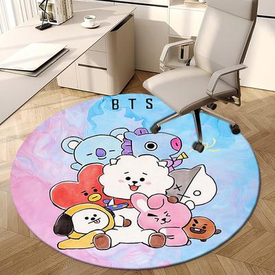 1 шт. Персонажи BT21 Круглая картина Круглый ковер, Изготовлен из полиэстера, Идеально подходит для украшения офисных стульев, гостиных