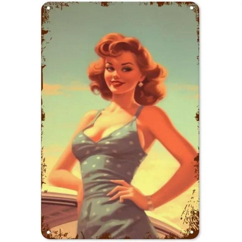 Металлическая жестяная табличка Pin-up Girl для декора гаража, мастерской 20x30 см