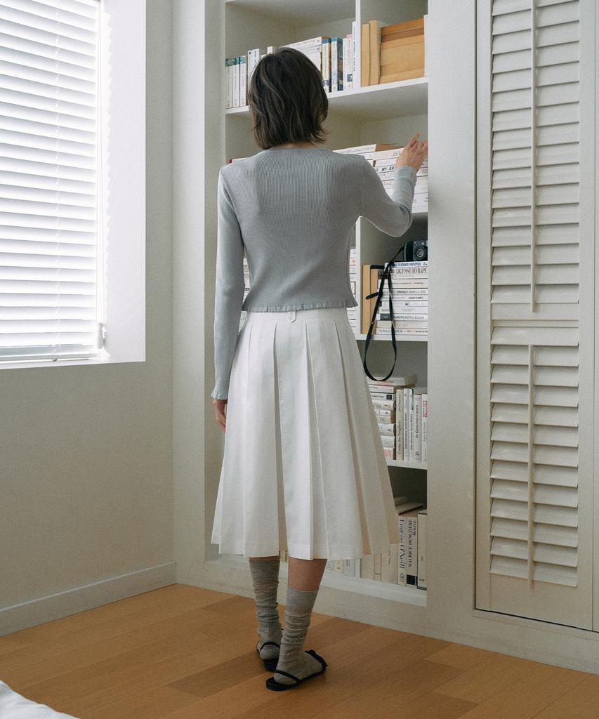 Lamerei Cotton Pleats Midi Skirt[Lmbespsk5408]-Off-White