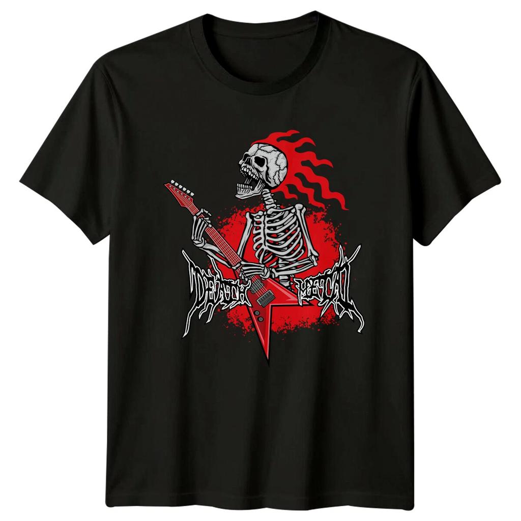 Death Metal Skeleton Guitar Metal Music Mens T-Shirt Womens Tee Graphic Top