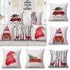 Festive Christmas Xmas Linen Cushion Cover With Elegant Single Side Printing Design
