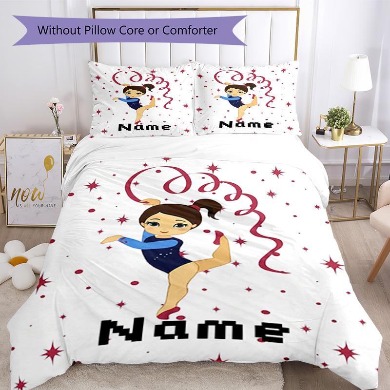 Gymnastics11 Customize Your Name Bedding Set Breathable Duvet Cover With Pillowcases Decorative Bed Linen For Bedroom Home Decoration Birthday Gift