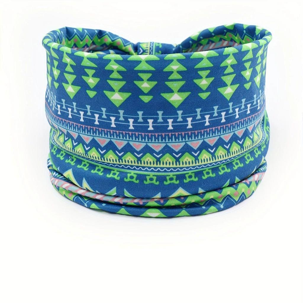 Женская богемная повязка для йоги с узором «кешью» - Впитывающая пот, эластичный хлопковый аксессуар для волос