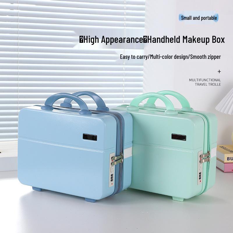 Compact 14-inch Password Cosmetic Handbag in Solid Color - Souvenir Gift Box and Storage Bag Suitcase.