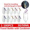 1-100PCS 30/50ml Empty Plastic Refillable Liquid Gel Bottles Travel Sanitizer Bottle With Key Ring