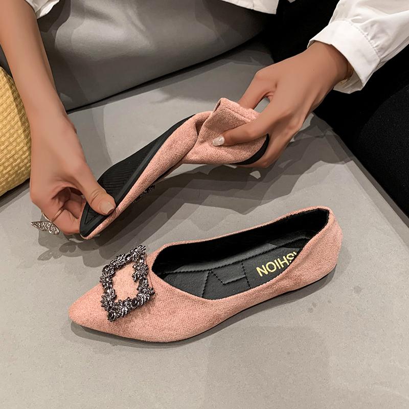 Летняя обувь, женская обувь на низком каблуке с пряжкой, модная женская обувь 2024 года, женская обувь с кристаллами и острым носком, платье со стразами