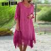 Women's Spring Summer Fashion Casual O-Neck Long Sleeve Double Layers Elegant Solid Colour Dresses