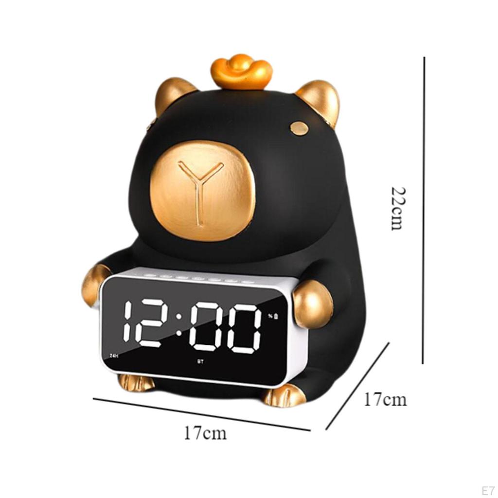 Capybara Figurine Bluetooth Speaker LED Alarm Clock Resin, Tissue Box Holder Table for Living