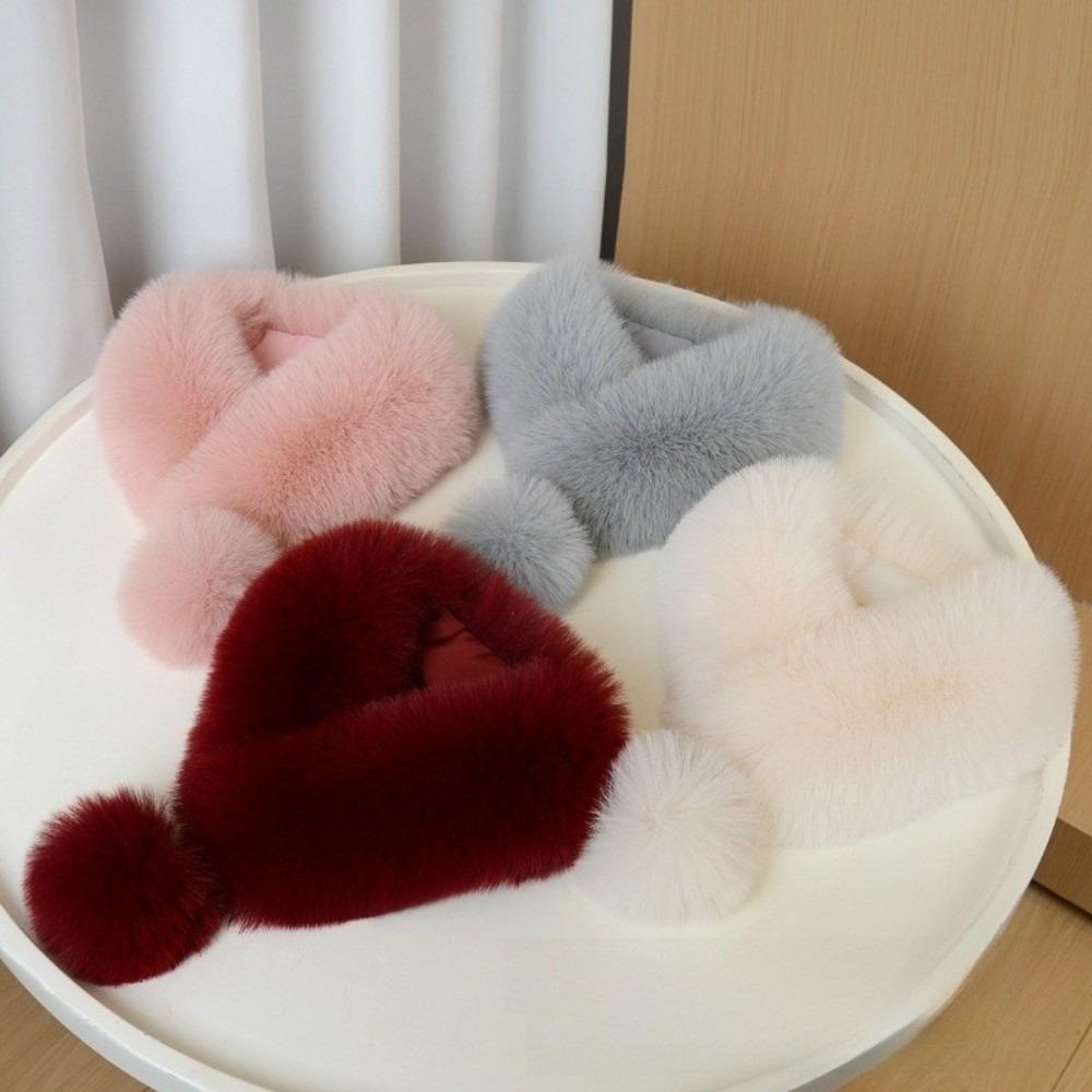 Thickened Imitation Fur Scarf Magnetic Cross Neck Warmer Gifts Plush Scarf Girl