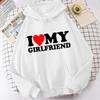 Women's Long Sleeves I Love My Boyfriend Girlfriend Print Couples Hoodies Lover Sweatshirt Tops Couple Clothes
