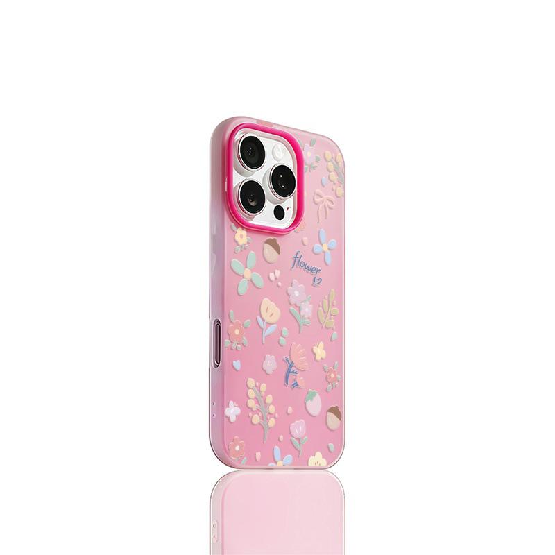Летний Цветочный Матовый Чехол-Книжка Два в Одном для Apple iPhone 14, 15, 16, 17 Pro Max