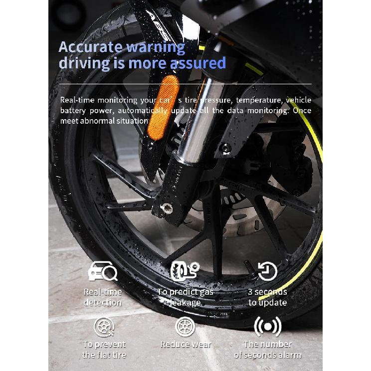 CAREUD Беспроводная система мониторинга давления в шинах TPMS для мотоцикла Беспроводная передача ЖК-дисплей С внутренними/внешними датчиками