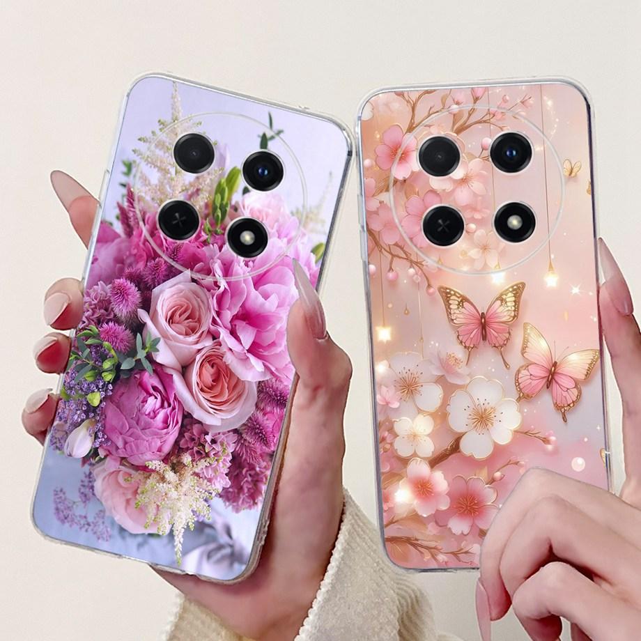 Для Huawei Nova 13i / Nova 12i 4G Задняя крышка Девчачий Модный Цветочный Бабочка Рисунок Чехол Мягкий ТПУ Прозрачный Тонкий Силиконовый Fundas