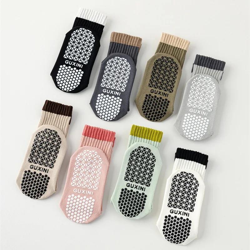 Носки для йоги женские силиконовые нескользящие носки для пилатеса в помещении, подходящие по цвету хлопковые профессиональные носки для спортзала, фитнеса, танцев, спорта