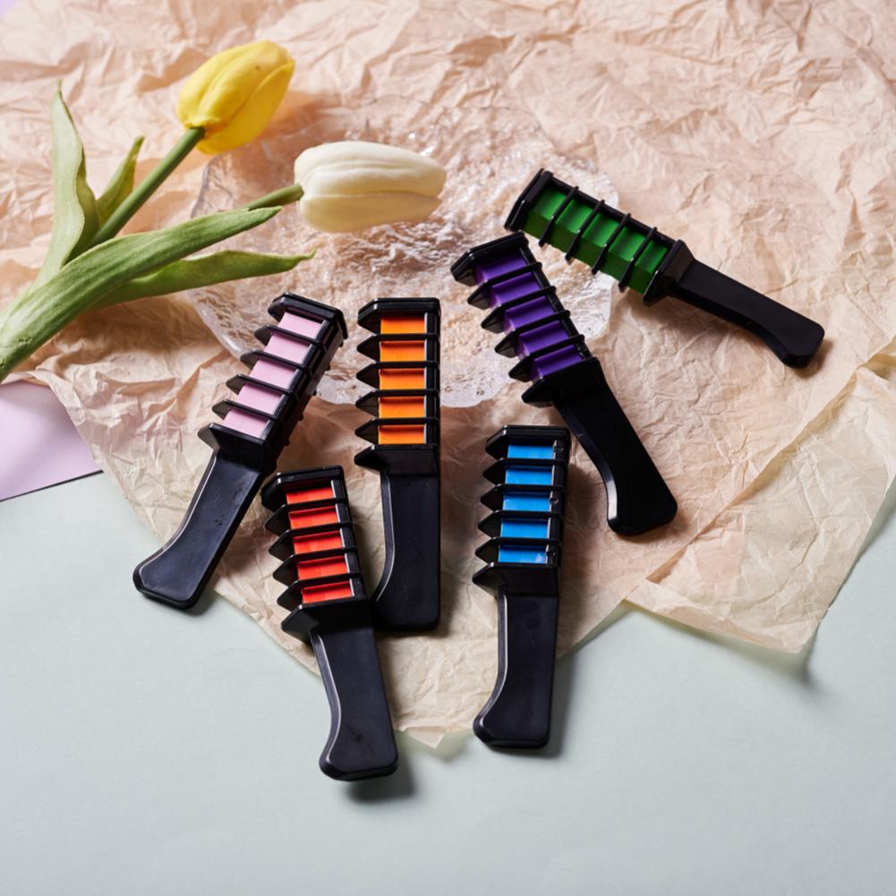 6 цветов, одноразовая краска для волос, мини-расческа для краски для волос, краска для волос, мел, мини-краска для волос, быстродействующий инструмент для укладки волос