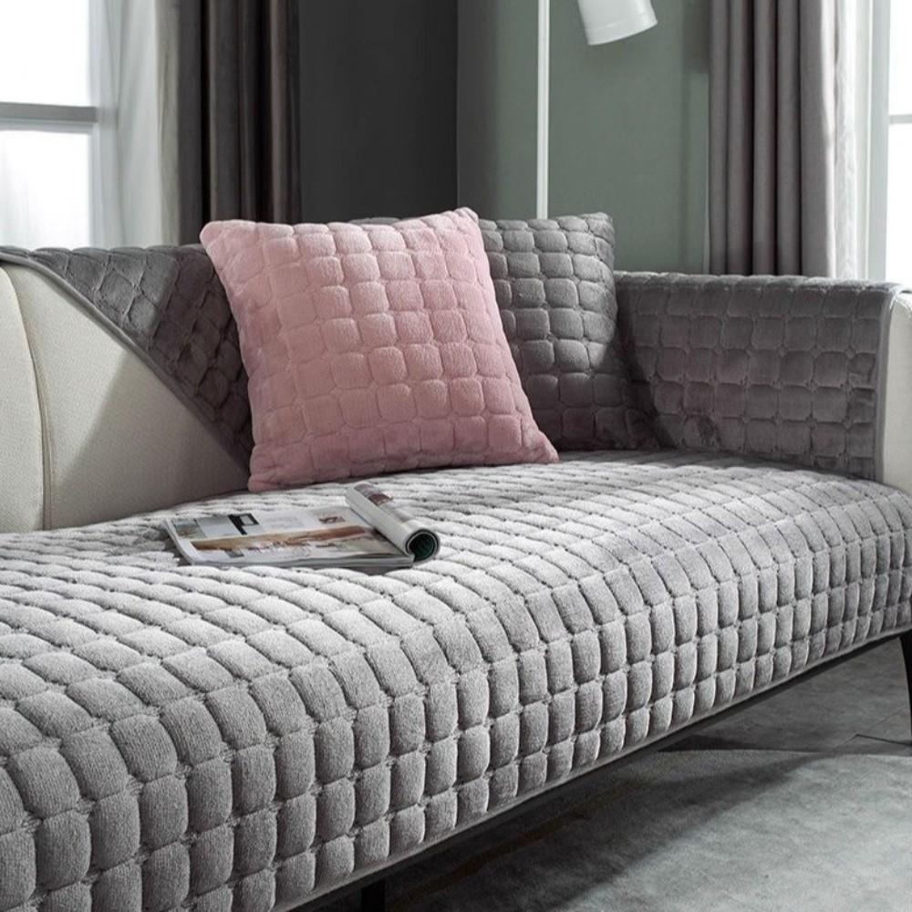 Anti-Slip Quilted Sofa Cover Check Pattern Furniture Protector New Couch Slipcover Home Decor