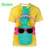 Summer Round Neck 3D Pineapple Pattern Print Top Fashionable Casual Short Sleeved Men's and Women's Unisex T-shirts