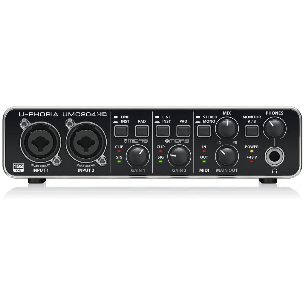 Behringer 2 Inputs 4 Outputs USB Audio Interface UMC204HD U-PHORIA