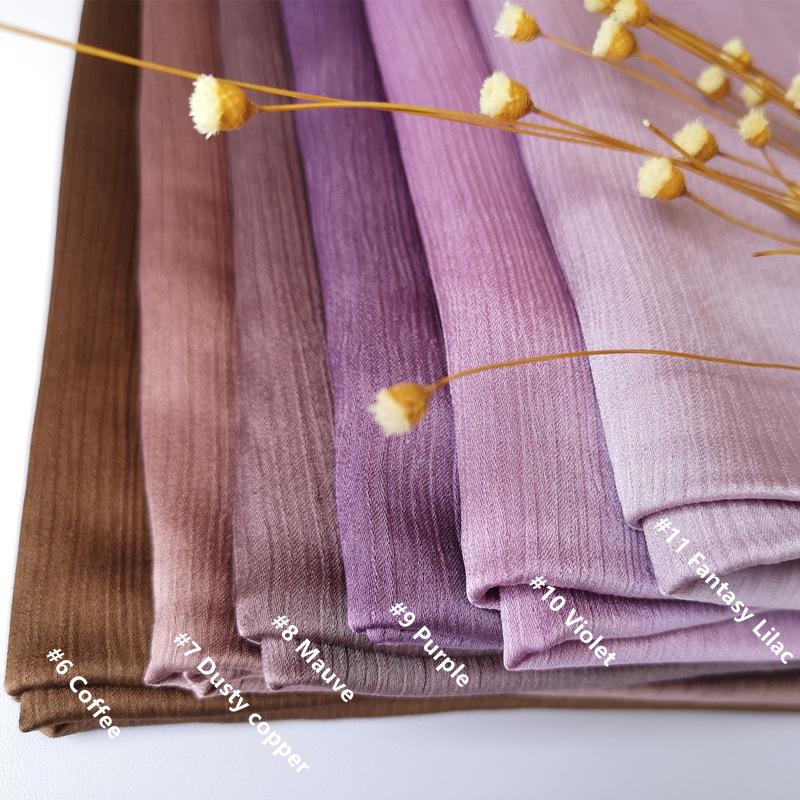 2023 Natural Wrinkled Solid Color Long Crepe Silk Scarf WJA14