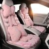 Women's Plush Car Seat Cover Bowknot Cute Girl Winter Warm Car Cushion Bow Headrest Waist Pillow Auto Interior Accessories
