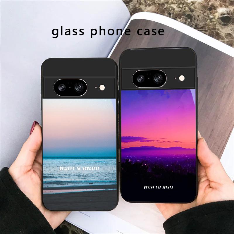 Темно-синяя морская вода Для Google Pixel 8 7 9 10 Pixel 10 Pro XL Pixel 9 Pro XL Pixel 8a 7a Pixel 7 Pro Черный Стеклянный Чехол для Телефона