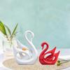 2 Pieces Swan Sculptures Decor Ceramic Figurine Couple Statues Collectible for Living Room Home