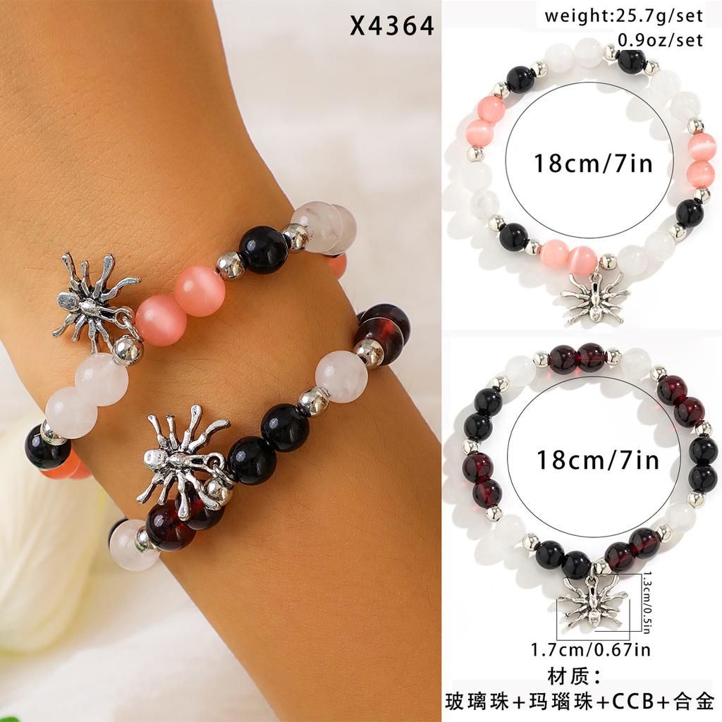 Halloween New Skull Pumpkin Bracelet Set, Witch Spider Mixed Color Beaded Kunjuan Hand