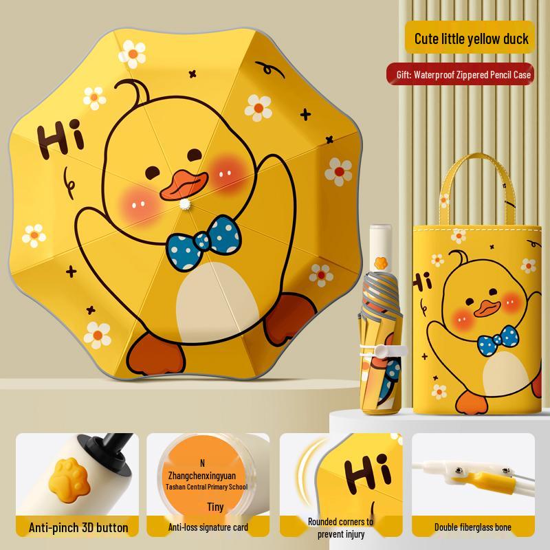 Автоматический складной детский зонт двойного назначения с кольцевой пряжкой – Защита от солнца для школьников и школьниц