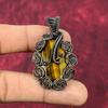 Подвеска из тигрового глаза Медная проволока Обернутая подвеска Натуральный драгоценный камень Ювелирное изделие Ручная работа Подвеска Антикварная медная ювелирная подвеска Подарок для нее Цветочная подвеска