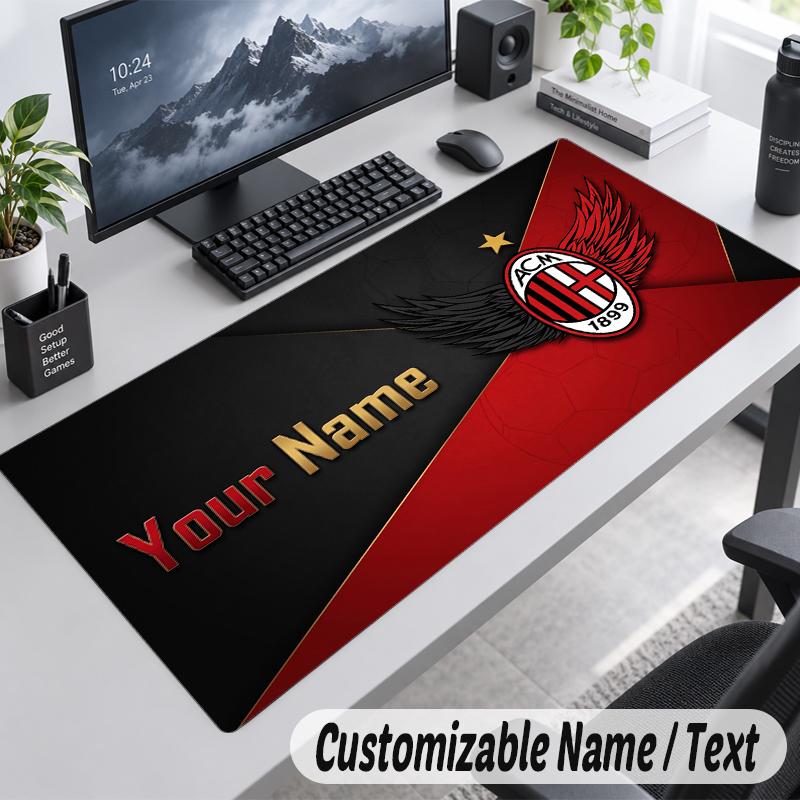 Custom Name Text Mouse Pad AC Milan Personalized Desk Pad For Work And Gaming