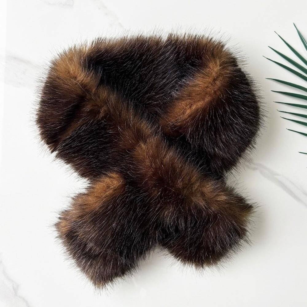 Soft Texture Winter Faux Fur Scarf Skin Friendly Cross Fluffy Collar Holiday Gifting