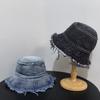 Spring and Summer New Denim Old Rough Edge Short Brim Bucket Hat Sunscreen Sunshade Simple Basin Hat Couple Bucket Hat