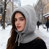 Knitting Hat Scarf Set Solid Color Adjustable Drawstring Scarf Hat Women Winter Warm Windproof Elastic Thermal Hat