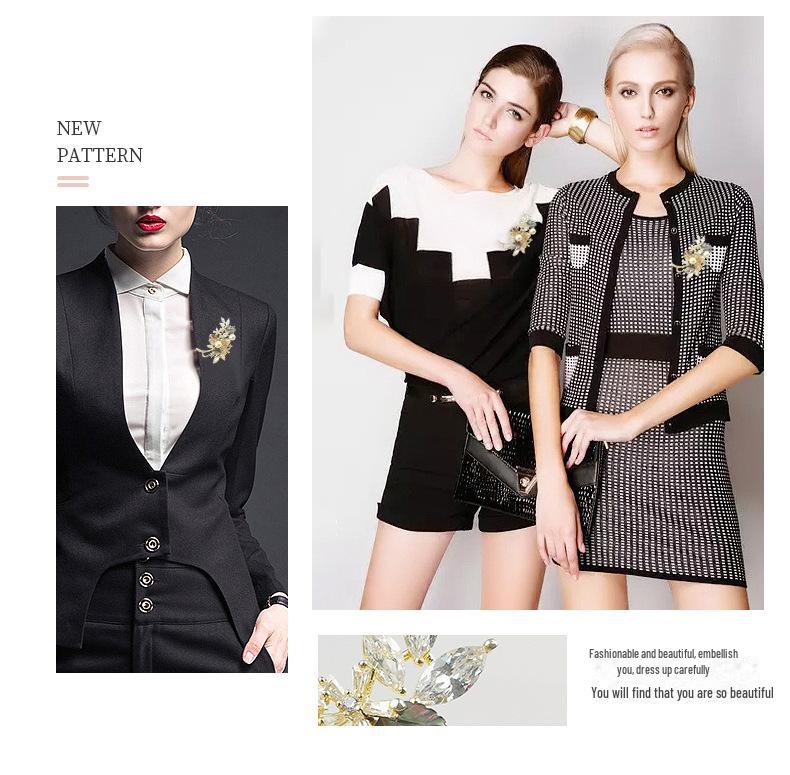 Элегантная брошь-корсаж с розой из жемчуга и циркония