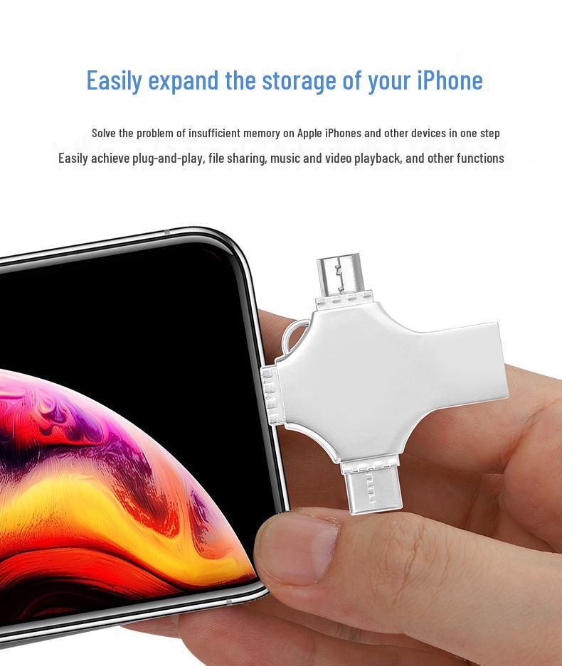 1 ТБ 4-в-1 OTG USB-накопитель для мобильных устройств, Apple, Android и ПК с бесплатным шнурком