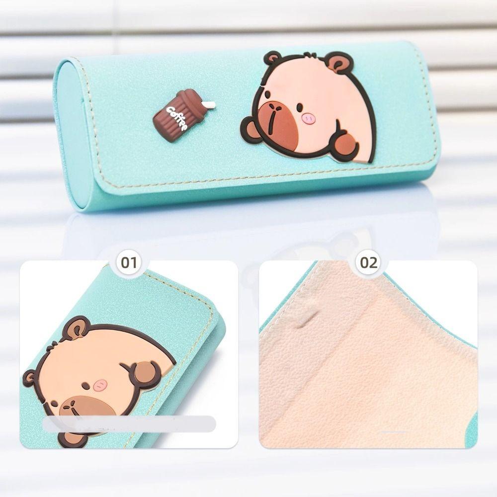 PU Leather Printing Glasses Case Printed Eyeglasses Holder Capibara PU Glasses Box Outdoor