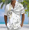 Men's Music Note Treble Clef Print Short Sleeve Shirt, Spring Summer Music Themed Fun Vacation Blouse, Loose Casual Top