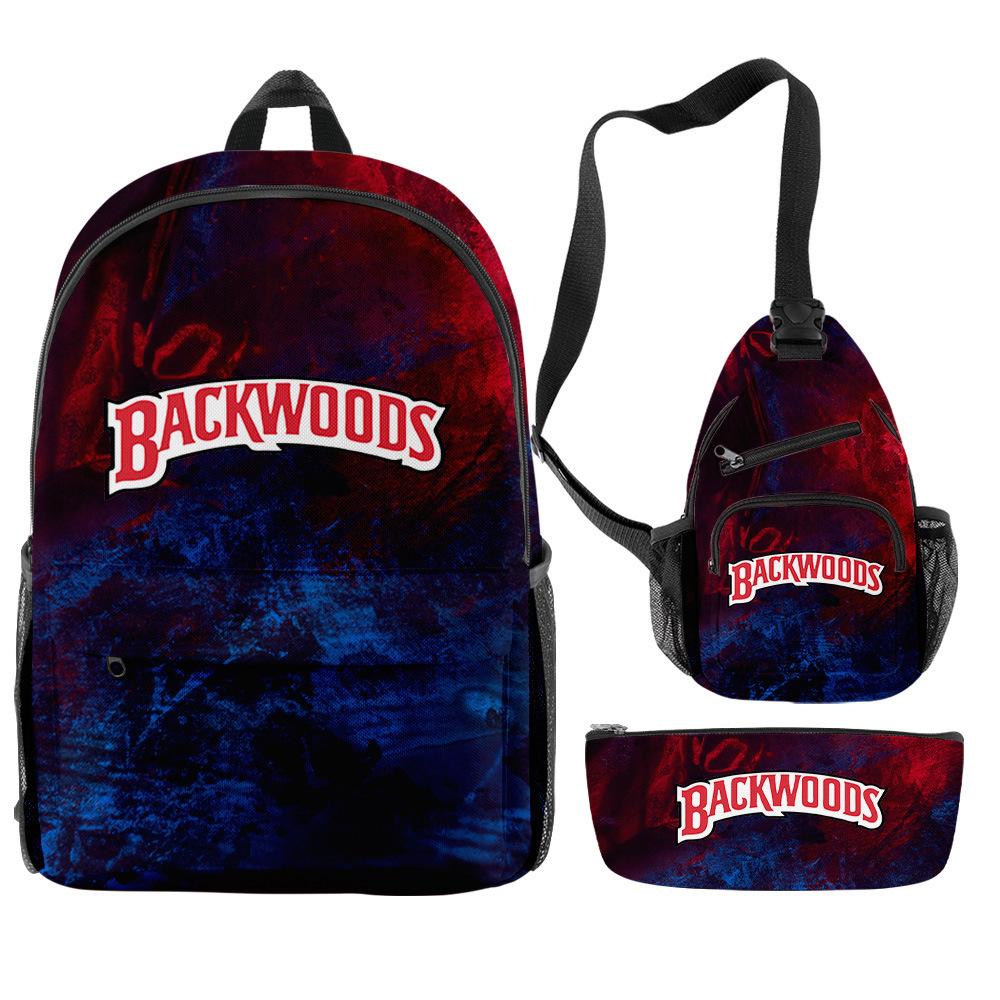 Backwoods Cigar 3D Цифровая Печать Модный Кампус Уличный Рюкзак Набор из Трех Предметов