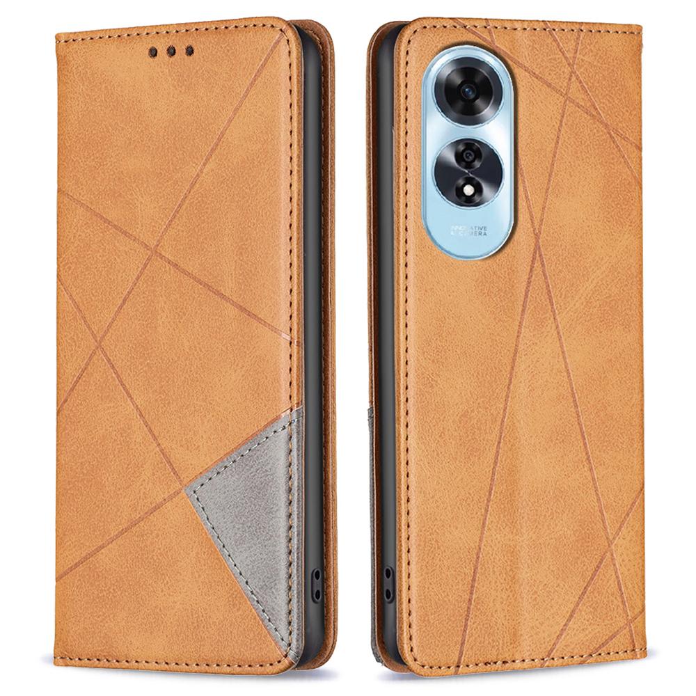 Чехол для Oppo A60 4G, противоударный, из ПУ-кожи, с ромбовидным узором, с отделениями для карт