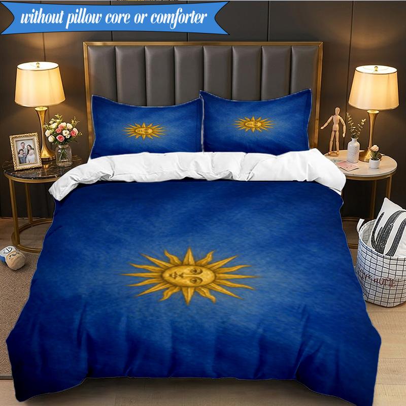 3PCS Argentina Flag Design Bedding Set 2D Printing (Includes 1 Duvet Cover + 2 Pillowcases Coreless), Bedroom decor,Fan gift