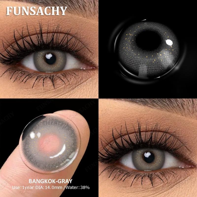 FUNSACHY 1 Pair New Color Contact Lenses for Eyes Beautiful Pupil Fashion Gray Brown Soft Lenses Yearly Cosmetics Korean Lens
