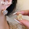 Fashion Zircon Double Sided Flower Drop Earrings Ins Elegant Hoop Earrings Jewelry Gift PD1895