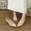 Pointed Head Rivet Single Shoes Women's French Temperament Patent Leather Outer Wear Willow Laden Shoes Night Breeze Gentle Nude Flat Shoes Women