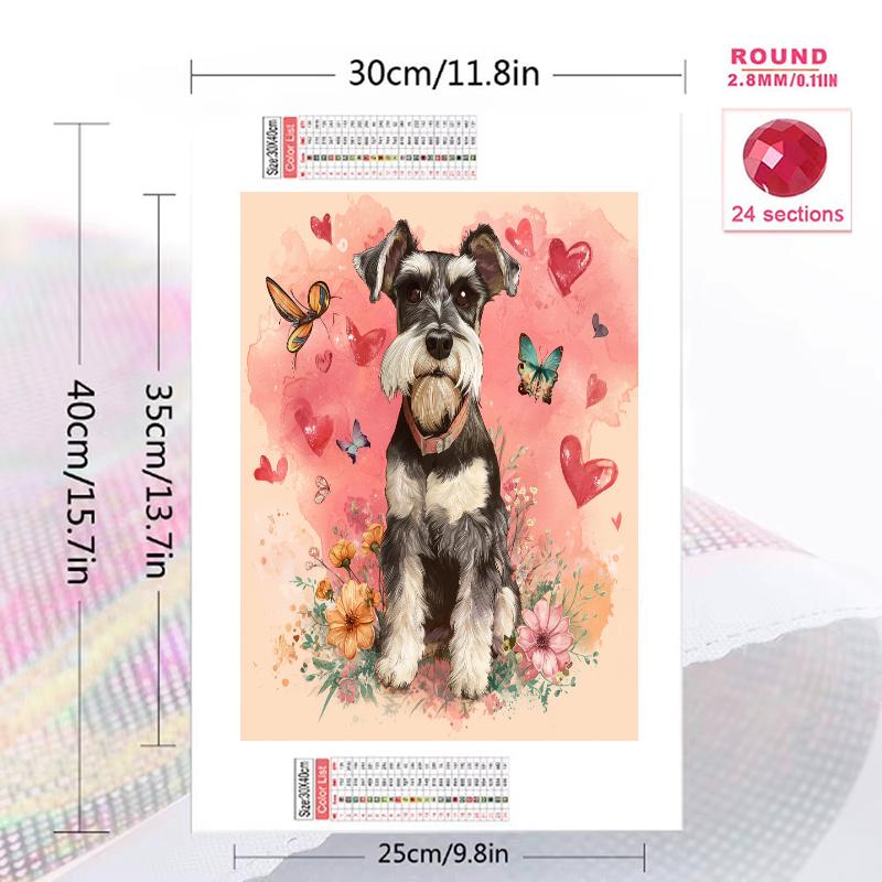 Pink Schnauzer Pattern 3pcs 100% Round Full Drill 5D DIY Diamond Painting Embroidery Cross Stitch Rhinestone Décor