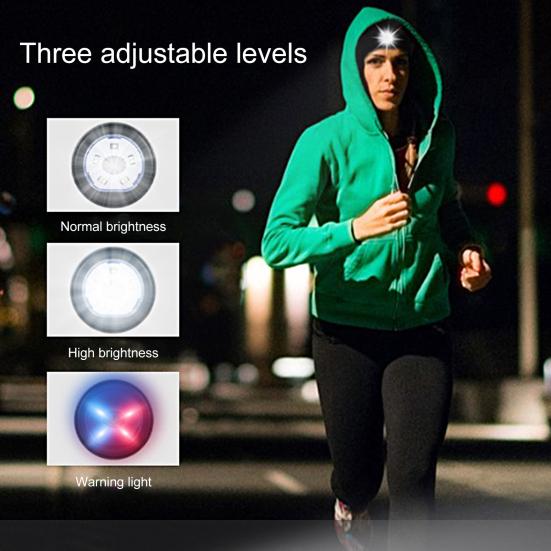 Sweat Headband High Brightness Detachable Light 3 Light-Modes Long Endurance Non-Slip Illumination Breathable
